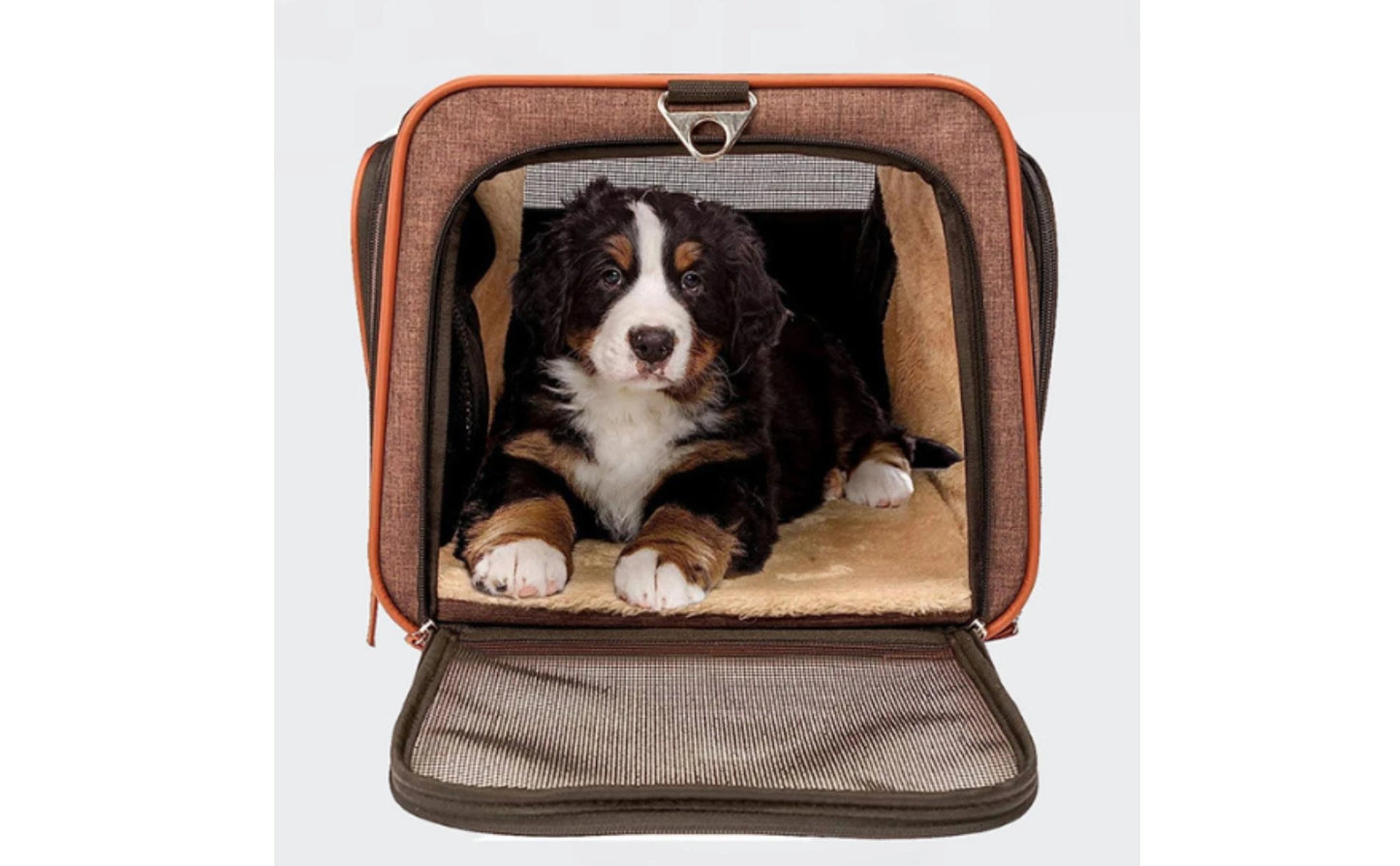 Rolling Mesh Pet Carrier Soft-sided Animal Carrier Breathable Mesh Windows Telescoping Handle for Convenient Transport