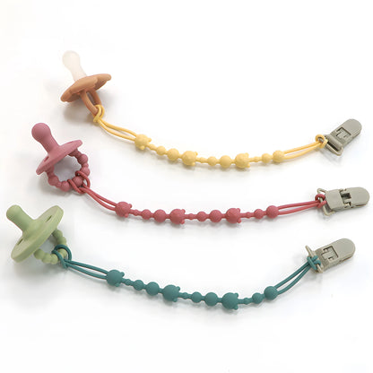 Soothing Pacifier Anti-chain Baby Stroller Teether Anti-loss Chain Baby Silicone Pacifier Clip Toy Biting Glue Lanyard
