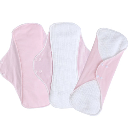 3pcs Reusable Sanitary Pads Cotton Yarn Washable Period Pads High Absorbency Leak-Proof Protection Skin-Friendly for Daily Use