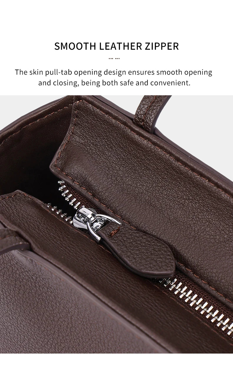 Luxury Women's Genuine Cowhide Leather Mini Shoulder Tote Bag Pebbled Leather Long Strap Underarm Handbag Minimalist Daily Purse
