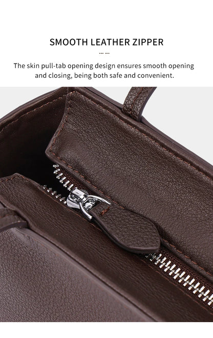 Luxury Women's Genuine Cowhide Leather Mini Shoulder Tote Bag Pebbled Leather Long Strap Underarm Handbag Minimalist Daily Purse