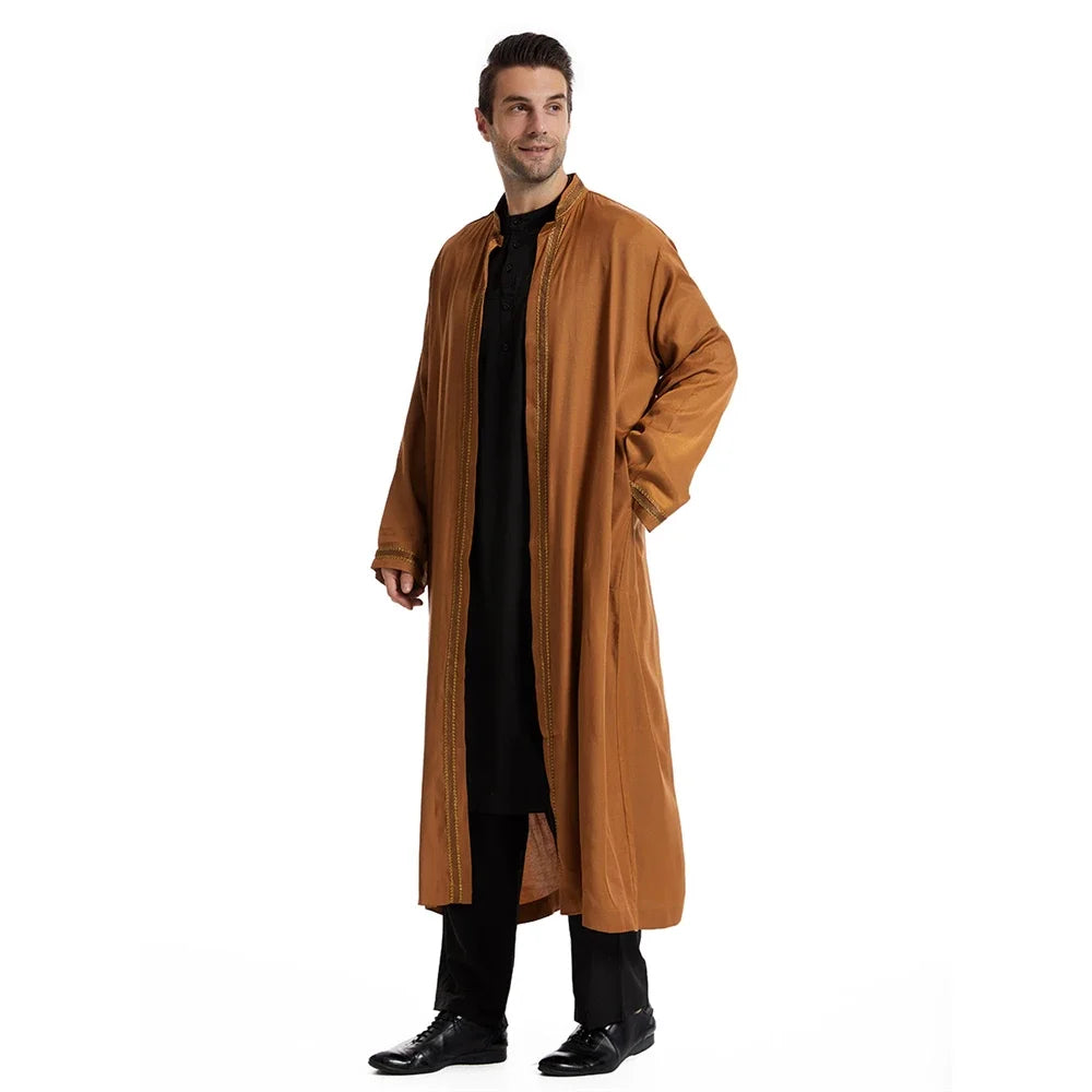 Dubai Saudi Muslim Men Open Abaya Kimono Dresses Turkey Eid Ramadan Islamic Kaftan Arabic Long Robe Caftan Jubba Thobe Clothing