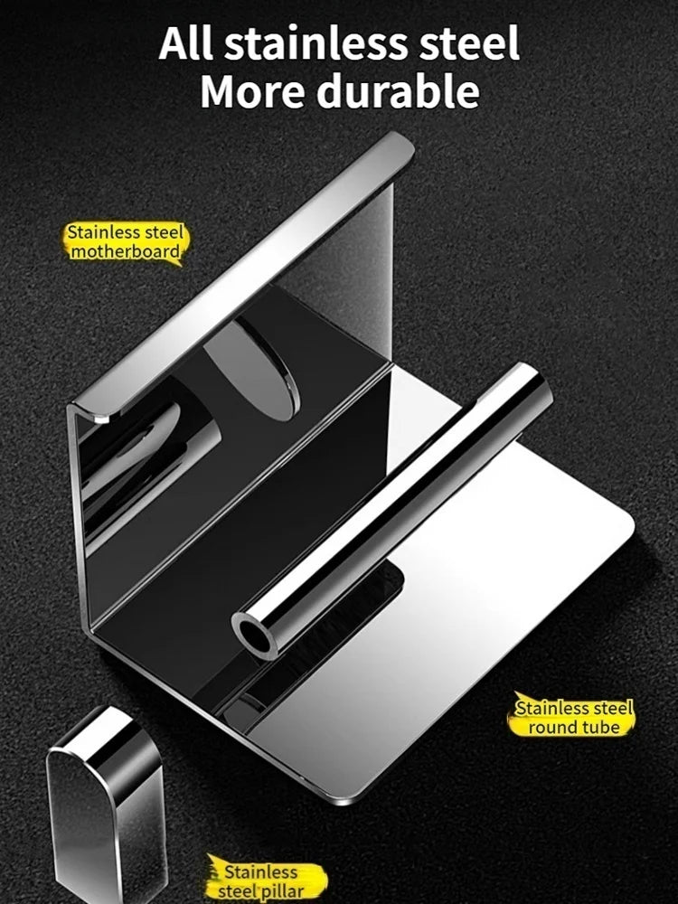 Stainless Steel Paper Towel Holder Without Punching Wall-Mounted Kitchen Roll Holder Toilet Paper Holder Bathroom Towel Rack