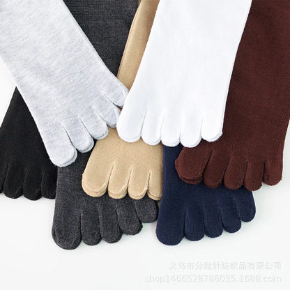 5Pairs Toe Socks Crew Socks Men and Women Five Fingers Socks Breathable Cotton Socks Sports Running Solid Color as Birthday Gift