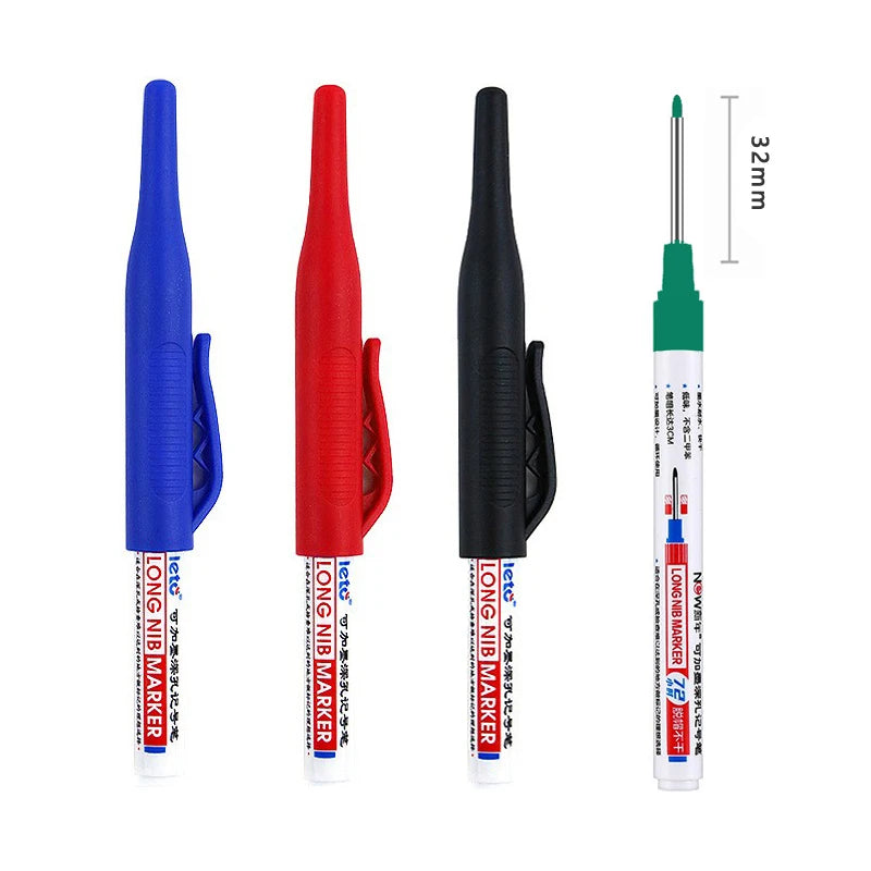 4Pcs/Set 30mm Deep Hole Long Nib Head Markers For Metal Perforating Pen Waterproof Bathroom Woodworking Decoration Multi-Purpose