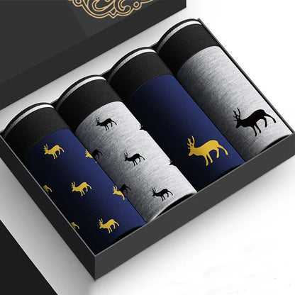 4pcs Men's Panties Sexy Shorts Cotton Underwear Male Breathable Boxers Solid Boxershorts Brand Underpants