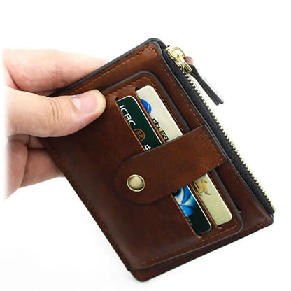 HOMEFISH Men Fashion Credit ID Card Holder Wallet Male Slim Leather Wallet with Coin Pocket Brand Designer Brown Business Purse