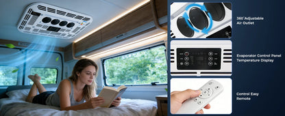 Sunster 12V/24V Fast Cooling Roof Air Conditioner Energy Conservation Rooftop Parking Air Conditioner For RV Truck Camper Van Caravans Motor Portable Air Conditioner
