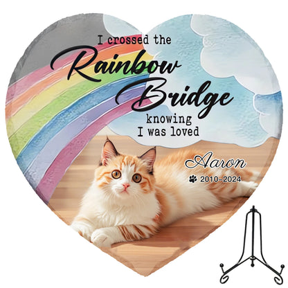 Personalized Pet Memorial Stone,Custom Cat Grave Marke Plaque With Photo&Name,Garden Slate Tombstone Pet Loss Remembrance Gift