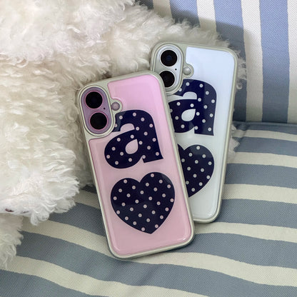 Luxury Clmj NAVY DOTTY LOVE PINK Phone Case for iPhone 17 16e 16 15 14 13 12 11 Air Pro Max X XR XSMAX 8 7 Plus Clear Back Cover
