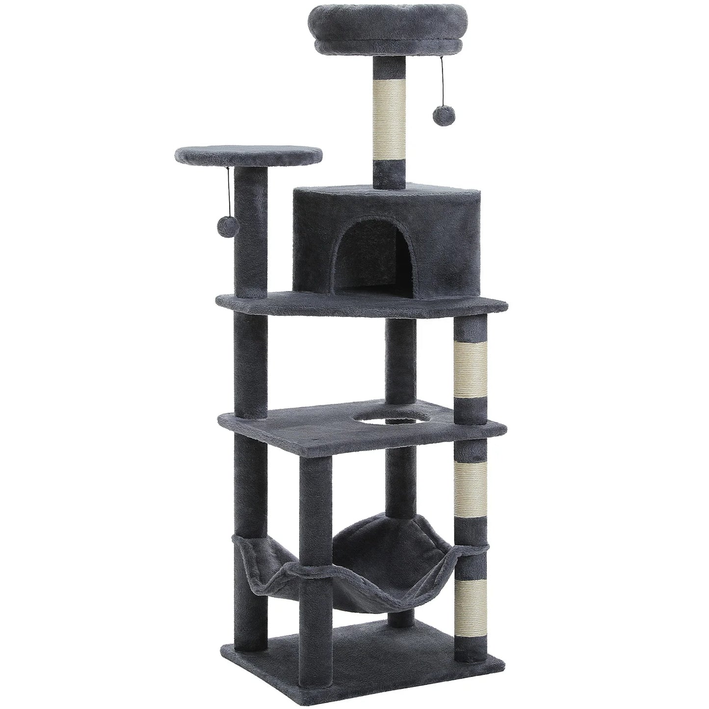 Multi-Level Cat Tree for Indoor Cats Large Cat Tower with Cozy Condo Hammock Sisal Scratching Posts Cat Scratchers Bed Cat Toys