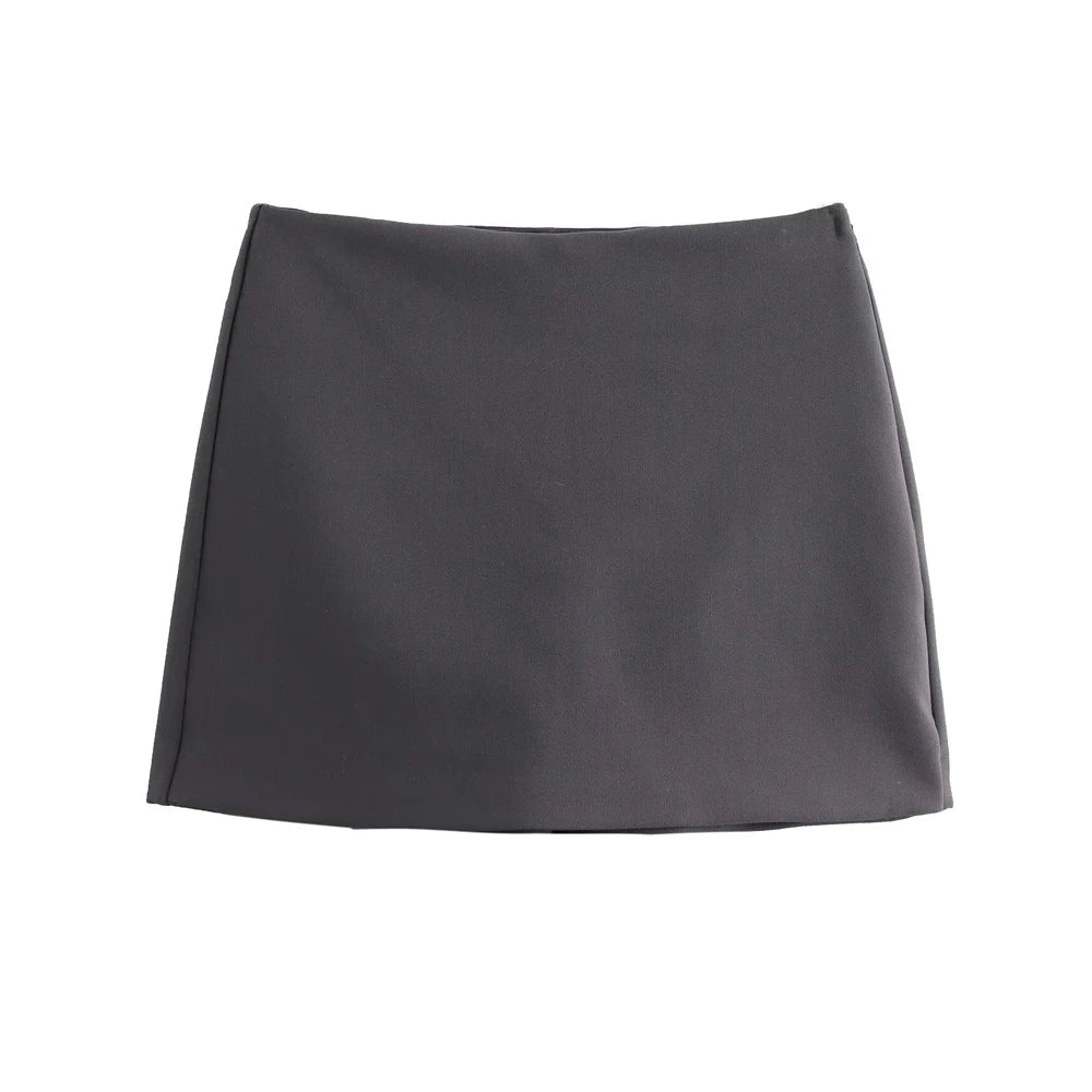 High Waist Solid Skort for Women Fashion Side Zipper Female Shorts Skirts Mujer
