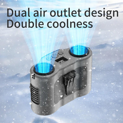 25000mAh Outdoor Waist Clip Fan Handheld Hanging Neck Fan 5-Speed Strong Wind Dual Air Vents USB Rechargeable Power Bank