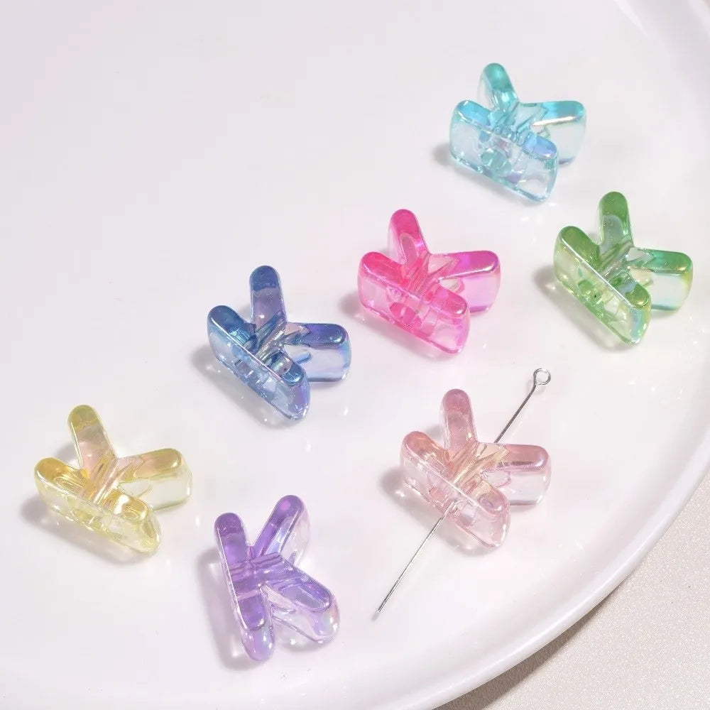 10pcs New Acrylic Iridescent Beads DIY Keychain Mixed Color Letter Beads Bag Charm Phone Chain Jewelry Making Beads Gifts Giving