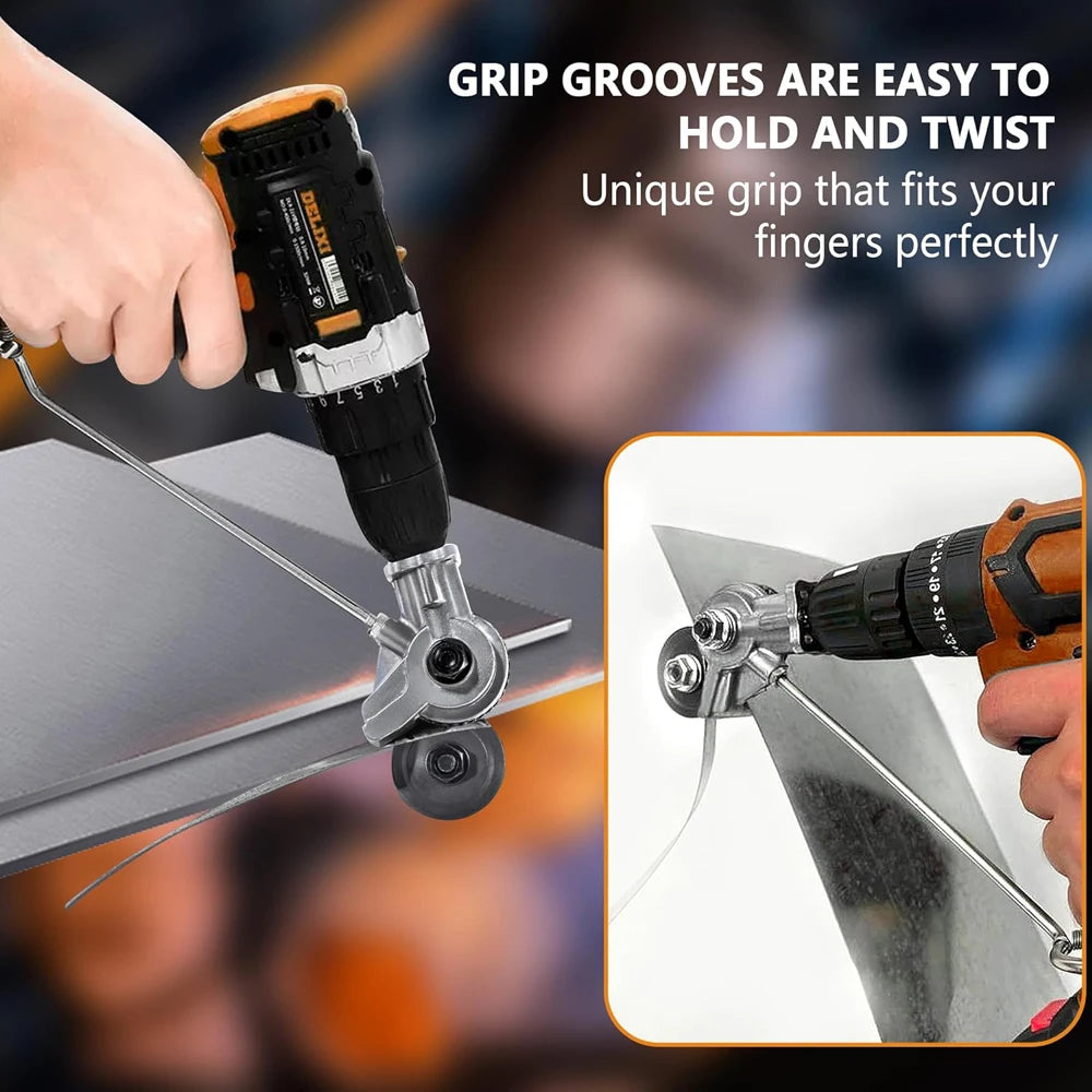 Electric Drill Plate Cutter Attachment Double Headed Free Cutting Tools Iron Metal Sheet Cutter Plate Punch Scissors