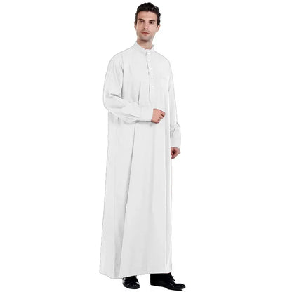 Men Dishdasha Muslim Long Sleeve Dress Daffah Thobe Jubba Saudi Arab Thoub Kaftan Islamic Clothing Robes Abaya Dubai Middle East