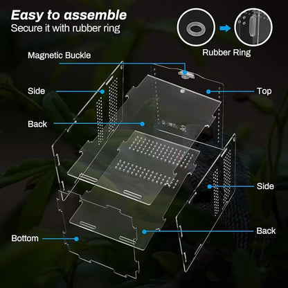 Acrylic Transparent Reptile Terrarium Habitat Breeding Box Reptiles Cage Nano Arboreal Tarantula Enclosure Dearded Dragon Supply