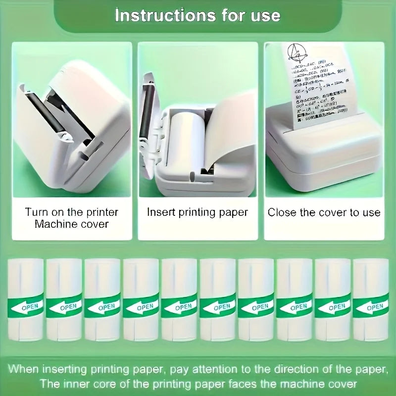 5/10/20 Rolls Mini Printer Thermal Paper with Core, White Adhesive Paper 57mm, Compatible with C9/X5/X6/X15 Mini Thermal Printer