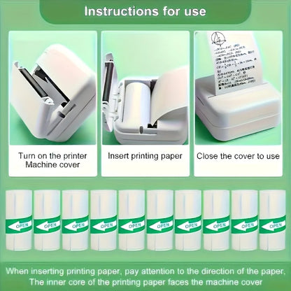 5/10/20 Rolls Mini Printer Thermal Paper with Core, White Adhesive Paper 57mm, Compatible with C9/X5/X6/X15 Mini Thermal Printer