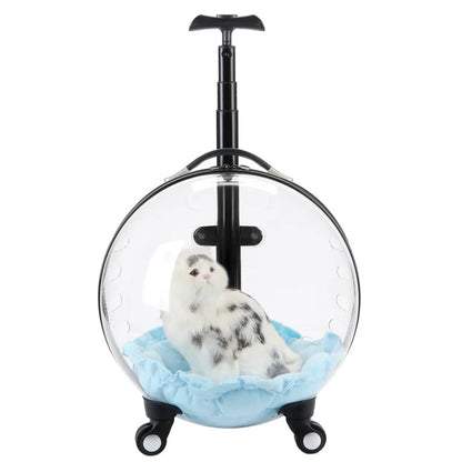 Custom Luxury Transparent Capsule Pet Travel Trolley New Strollers for Puppies Dogs Cats Comfortable Carriers Bag Wheel Trolley