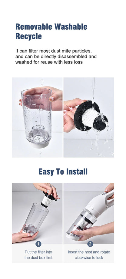 Vacuum Cleaner Portable Wireless Hand Held Cleaner Powerful Cleaning Machine Car Home Appliance for Dust Pet Hair