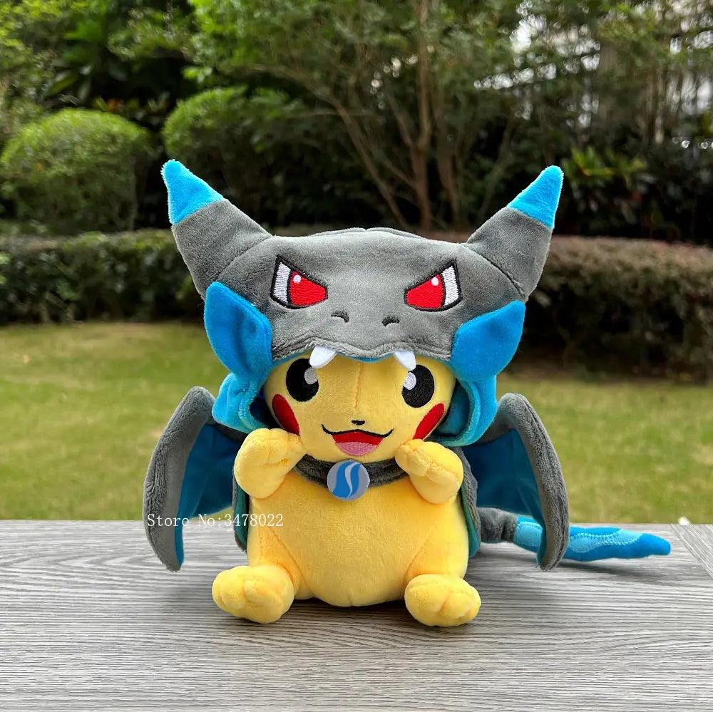 4 Styles Cosplay Pokemon Plush Mega Shiny Charizard XY Pikachu Cloak Stuffed Toy Cartoon Soft Doll