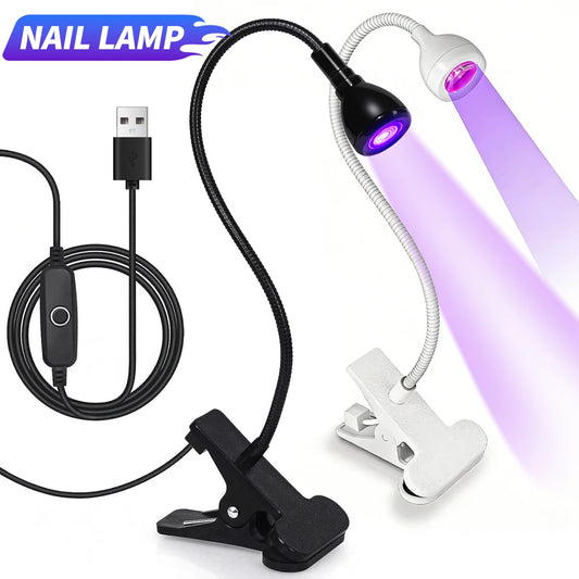 Nagų LED UV lempa gelinių nagų lakui džiovinti, prisegama lanksti stalinė mini nešiojama USB nagų lempa, UV šviesos džiovintuvas manikiūro salonui