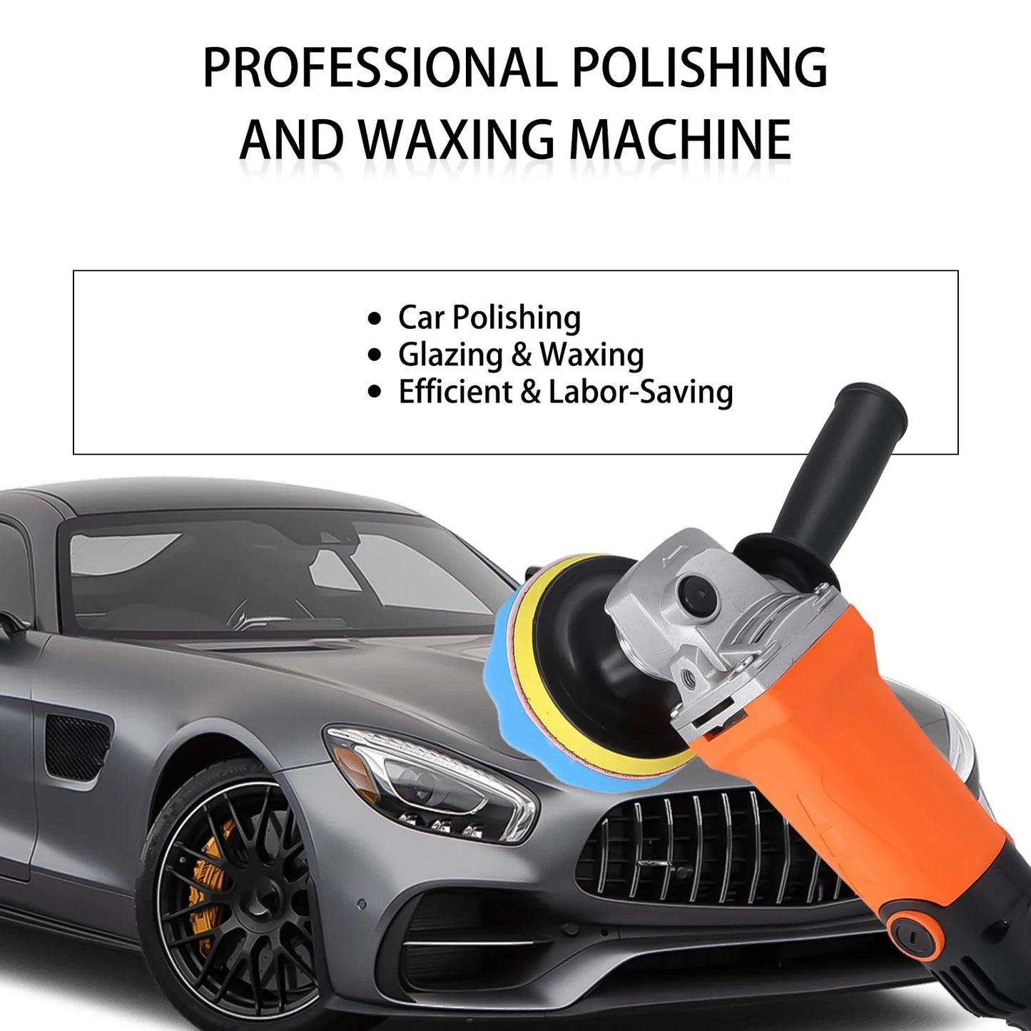 Podofo 8800RPM  Rotary Car Buffer Polisher Waxer 1200W Car Polisher with 14 Sponge Wheels Detachable Handle Perfect for Boat Car Polishing and Waxing