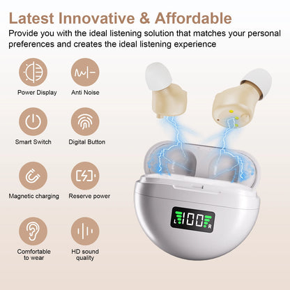 CIC Invisible Digital Hearing Aid, Rechargeable Hearing Amplifiers with Noise Canceling Invisible Amplifier