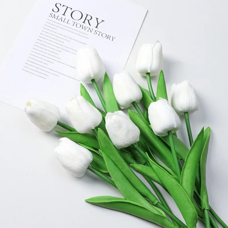 20pcs/3pc/5pc/10pc Bouquet Silicone Artificial Tulip Wedding Home Decoration Bouquet with Stems for Home Wedding Decoration