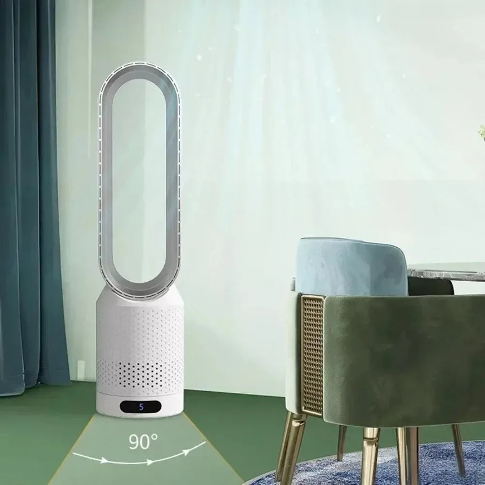 Smart Bladeless Fan with Remote Control 8 Wind Speeds Intelligent Timing 90° Oscillation Quiet Air Cooler for Home Bedroom