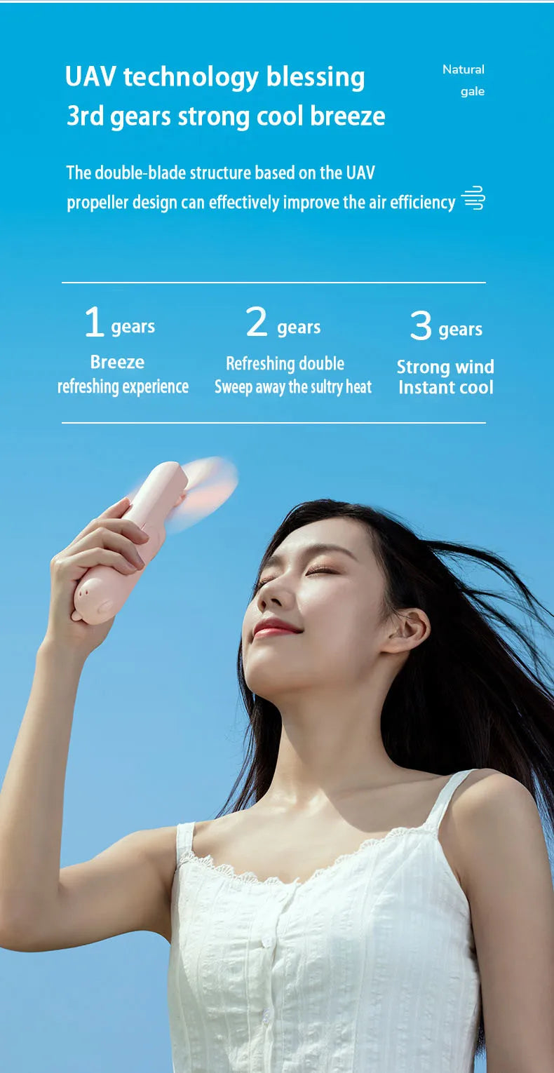 Handheld Bear Electric Fan Portable Small Fan For Students Multi-functional Household Foldable USB Charging Stand-up Desktop Fan