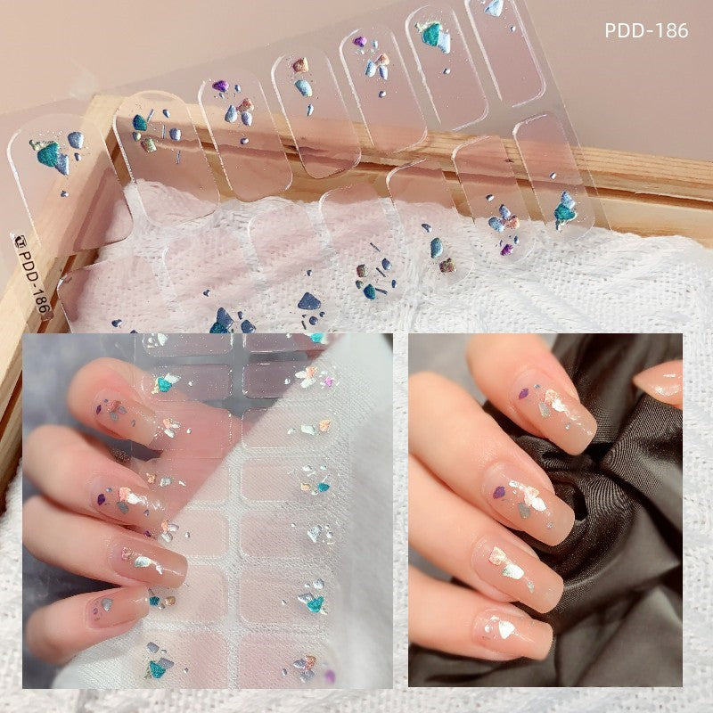 1PC Gel Nail Sticker Patch Slider Flower Gradient Color Back Glue Full Cover Waterproof Gel Nail Sticker UV Lamp Curing Manicur