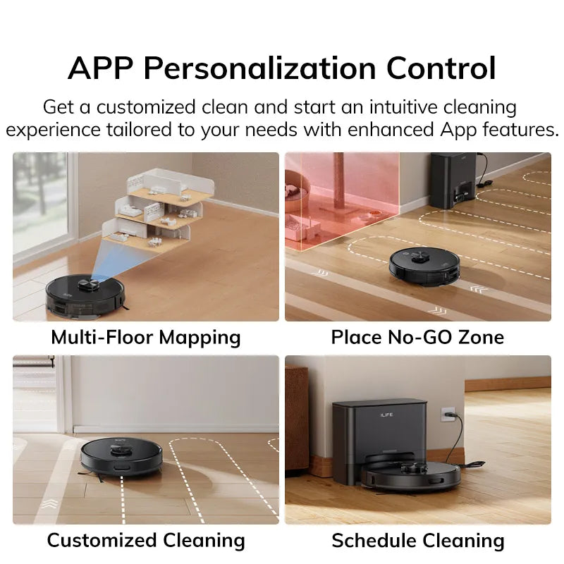 ILIFE T20s Ultra Robot Vacuum Cleaner with Self-Emptying Station, 10000Pa Suction, 4600mAh Battery, 300 Min Max Runtime