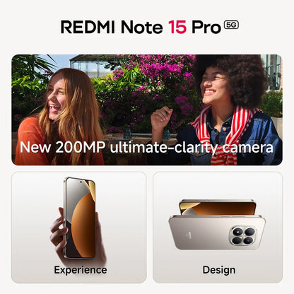 Xiaomi Redmi Note 15 Pro 5G Smartphone, NFC MTK Dimensity 7400-Ultra 6.83" 120Hz Display 200MP Camera 45W Charge Battery 6580mah