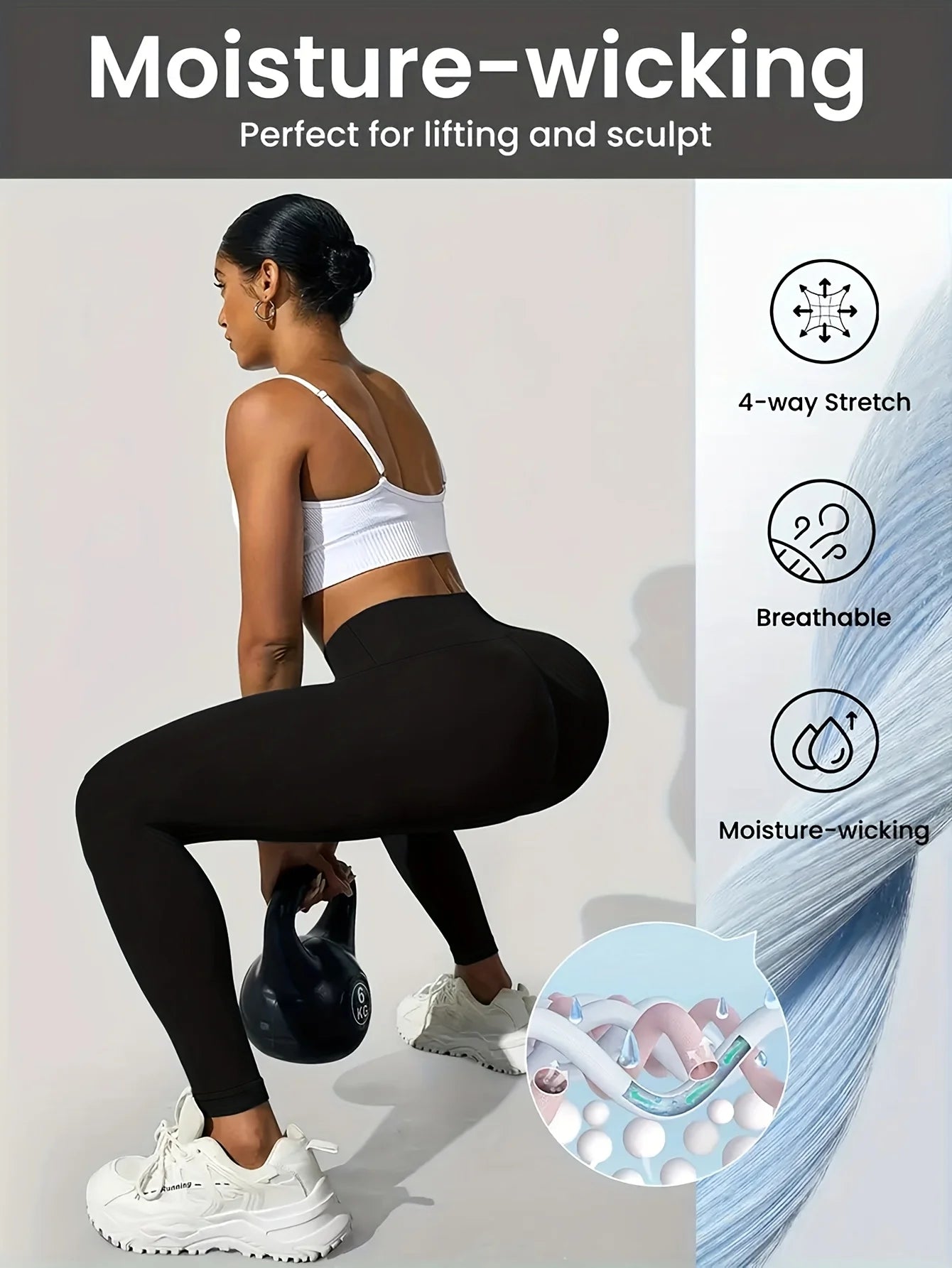 Solid Black High Waist Leggings for Women High Elastic Tummy Control Butt Lifting Slim Fit Yoga Ready Casual Daily Trousers Fres