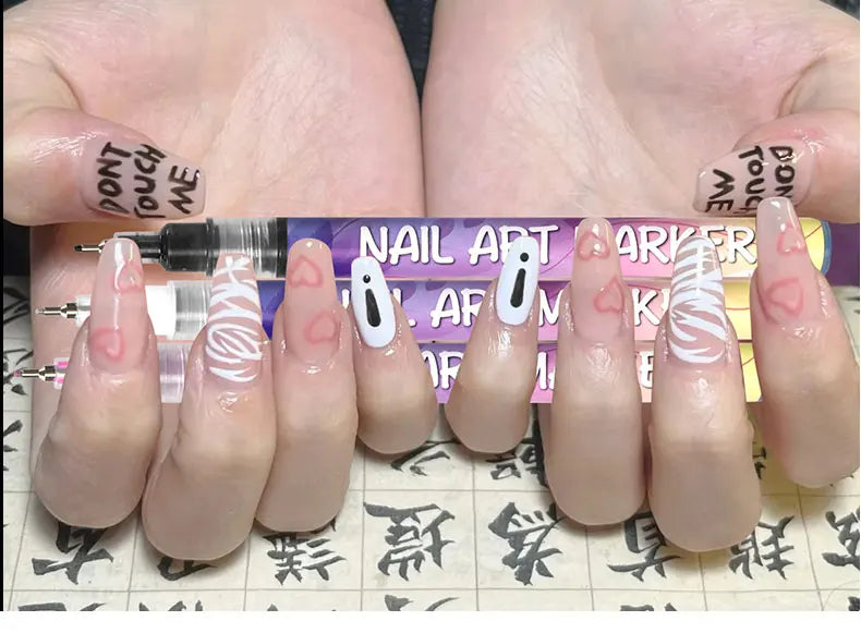 Nail Art Markers Customised Specialised Needle Tube Nail Art Pens Hand-Drawn Outline Pen Acrylic Paint Pen Set Acrylic Paintbrus
