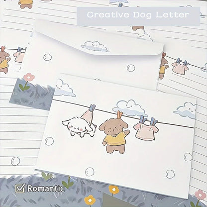 4 charming puppy and floral letter sets with envelopes - creative handwritten stationery for students, holidays, and birthdays