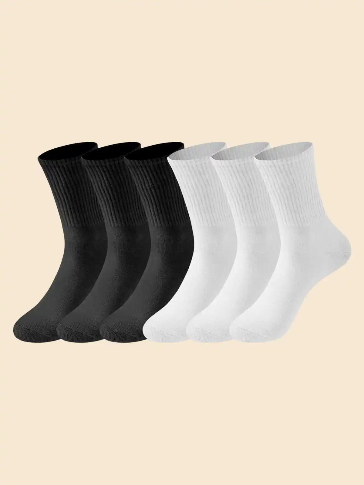 6/10 Pairs Men's Socks Spring Autumn Simple Casual Black White Striped Socks Breathable Mid Tube Sock High-quality Round Neck