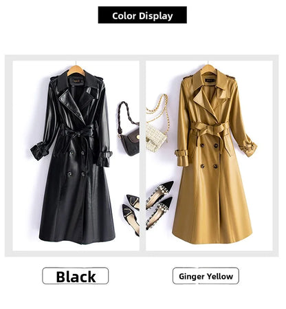 Real Leather Sheepskin Coat Women's Mid-Length Stylish Slimming Autumn Winter New Korean Style Coat Over-Knee Outerwear