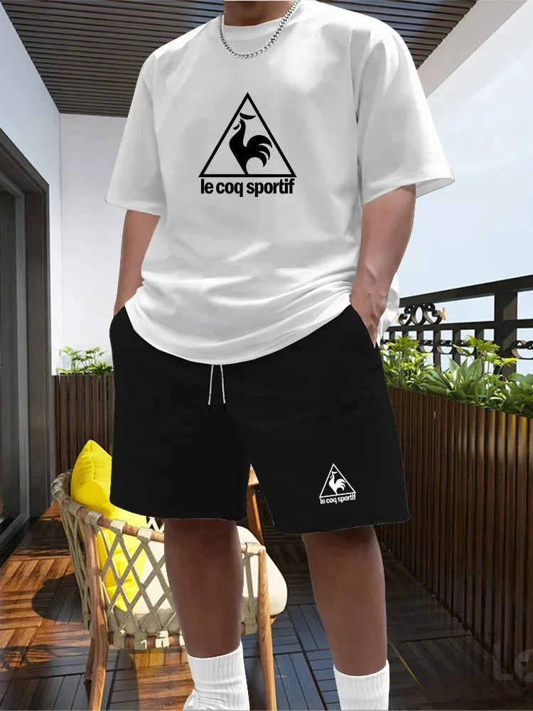 Men's Two-piece Sportswear Short Sleeved T-shirt and Pants Set Running and Fitness Sportswear 2026 Summer Big Discount