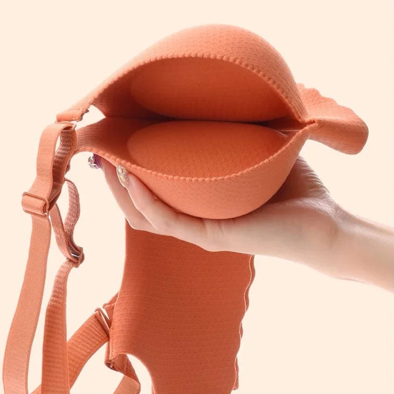 Extreme Push-Up Bra 8cm Thick Pads for Small Bust, Wireless Double Cup Lift, Soft Comfort Fabric, Adjustable Deep V Bras