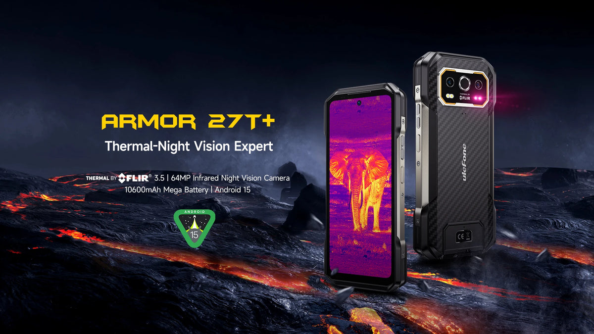 Ulefone Armor 27T 4G 10600mAh Rugged Phone Android 15 Smartphone 24GB +256GB  6.78"FHD+ 120Hz 64MP Night Vision Camera NFC