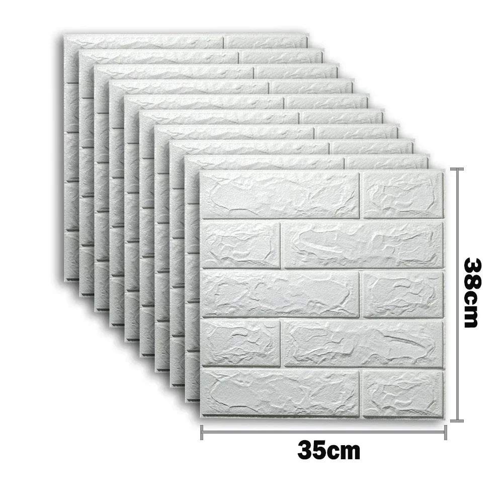 10pcs Self Adhesive Decor 3D Foam Wall Stickers Pane Room Waterproof Peel and Stick Brick Wallpaper for Interior Decoration