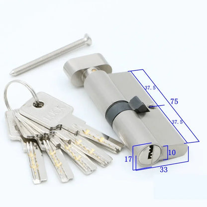 Door Cylinder 55 60 65 70 75 80 85 90mm Security Copper Lock Cylinder Interior Bedroom Living Handle Brass Key Locking 5 Keys
