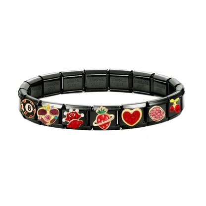 2025 New Original Black Red Stars Love Heart Bows Flower Italian Charm Link Fit 9mm Stainless Steel Jewelry DIY Making Bracelets
