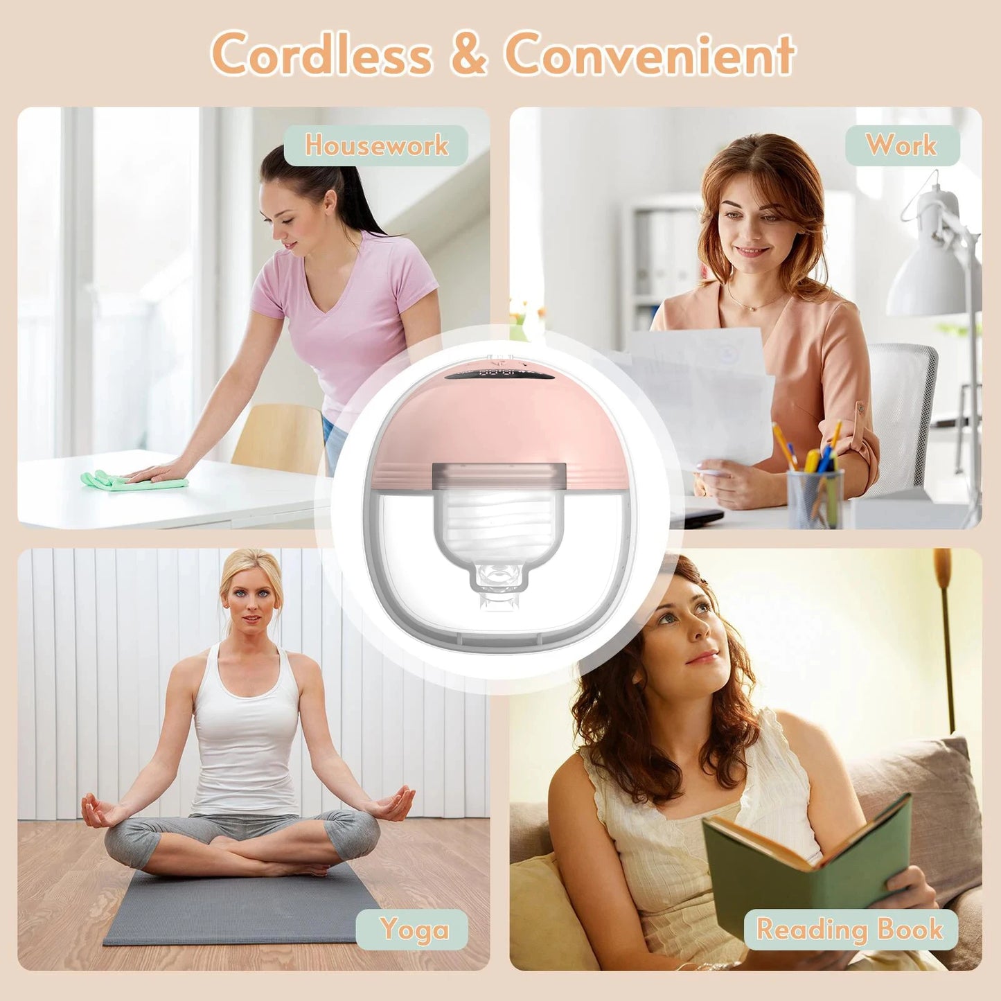 Wearable Breast Pump Super Silent Hands Free Electric Breast Pump Comfort Milk Collector for Breastfeeding with 24mm Flange