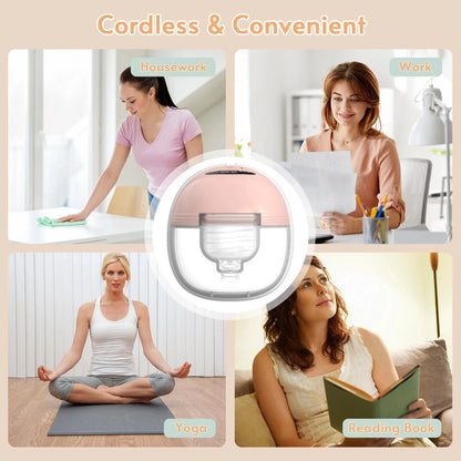 Wearable Breast Pump Super Silent Hands Free Electric Breast Pump Comfort Milk Collector for Breastfeeding with 24mm Flange