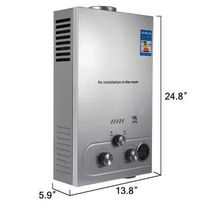 LPG 6L/8L/10L/12L/16L/18L Wasser Heizung 36KW Instant Liquefied Petroleum Gas Wasser heizung Edelstahl Kessel Kit Portable