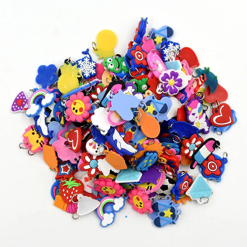 48pcs Pendants DIY Colorful Loom Rubber Band Bracelet Jewelry Making Beads Toy  Colorful Animal Flower Beads Random Style 2023